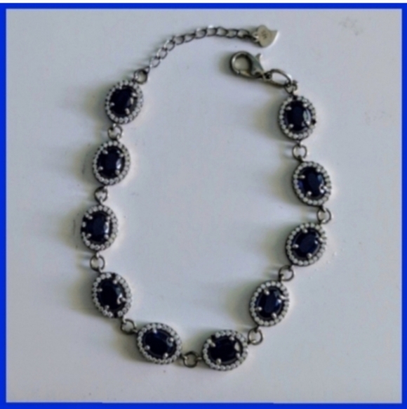 NIB Blue Sapphire Tennis Bracelet Set In Sterling Silver Gemstone King - Picture 6 of 14